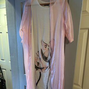 lightweight  pink floral dress and coat